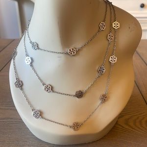 Tory Burch Triple Strand Silver Necklace